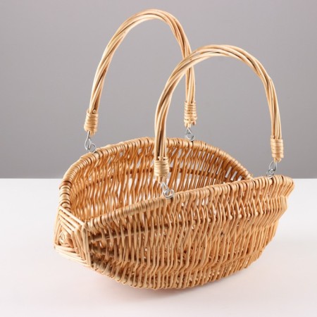 Basket with folding handles, 34x16x16 cm, vine-3