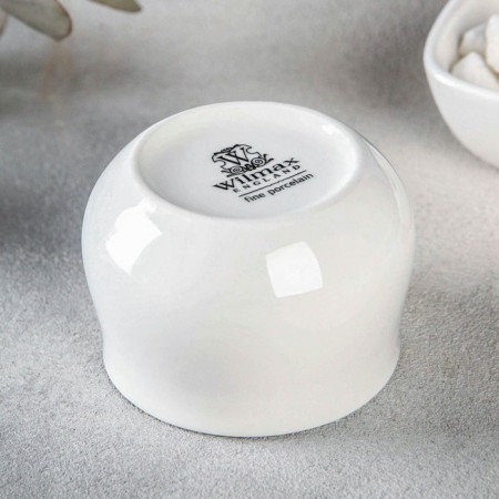 Porcelain sauce with a spoon Wilmax, 130 ml, d = 7 cm, white color-2