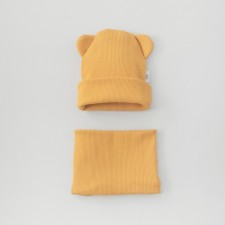 Kinderlitto Piccolino Kinderlitto kit, 2 items: hat, snood, age 3-6 months, color mustard color
