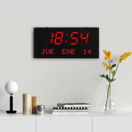 Electronic wall clock "Solomon", with an alarm clock, 38 x 19 x 5 cm, red numbers-1