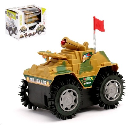 The rocket launcher car, works on batteries, lighting effects, mixtures