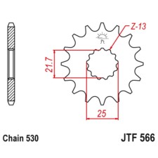 Front star, host JTF566, steel, chain 530, 14 teeth