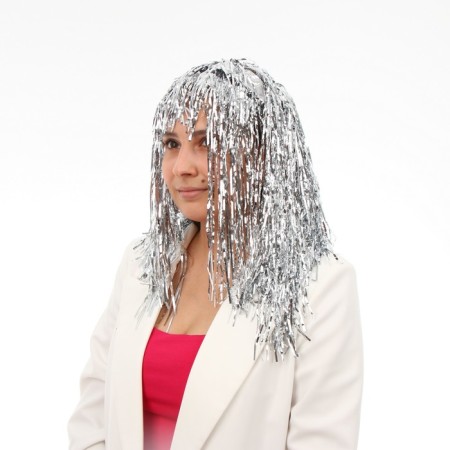 Carnival wig "Rain", 45 cm, silver color-1