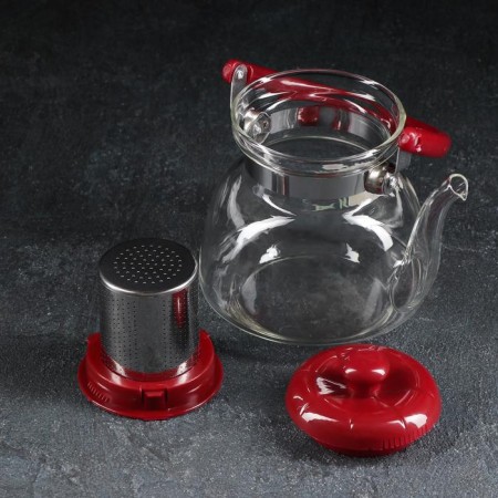 Glass teapot with metal sieve "Flower Fantasy", 850 ml-1