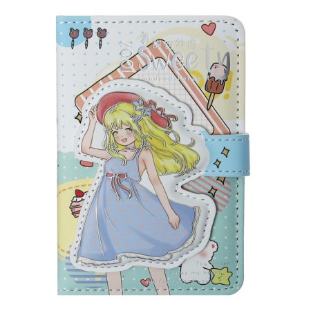 Gift notebook, A6, 112 sheets, color block, with a curly knife, PVC cover, "anime", mix-2
