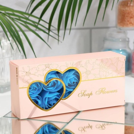 Soap roses, blue, set of 10 pcs.