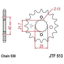 Front star (host) JTF513 for a motorcycle, steel, chain 530, 15 teeth
