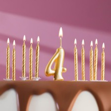 Set of candles for the cake (2 in 1) Golden number 