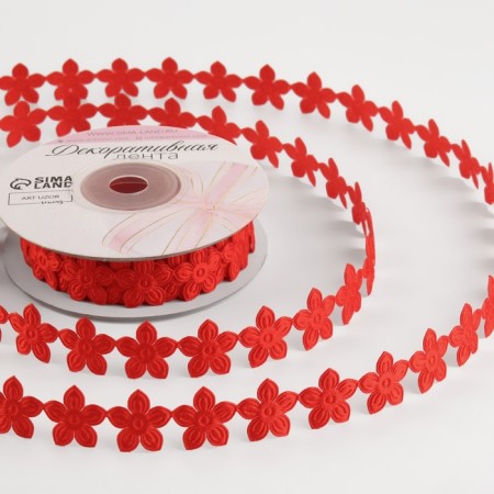 Figure tape "Flower", 18 mm, 9 ± 0.5 m, red color