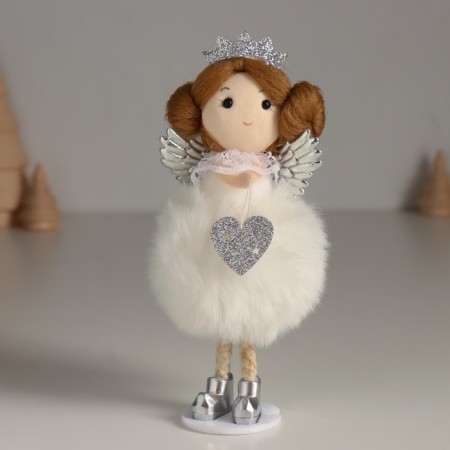 Interior doll "Princess Angel in a fluffy heart dress" 7x7x16 cm