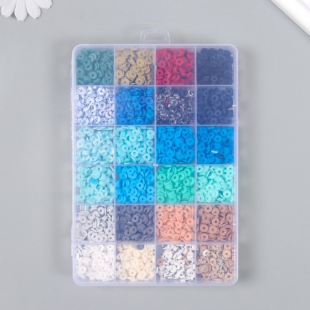Decor for creativity plastic "Palette of blue and blue" d = 0.6 cm nr 24 colors 18.5x13x2 cm