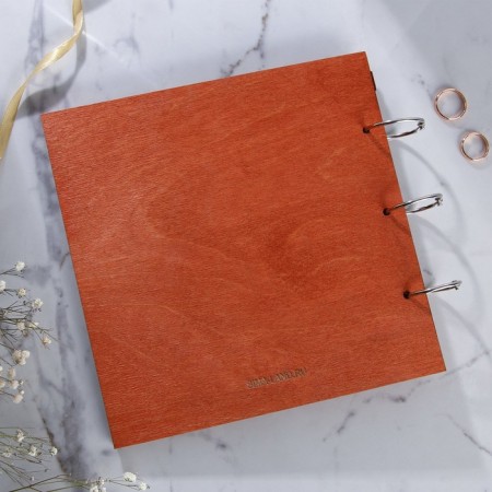 Book of wishes for a wedding in a wooden cover "Tree".-5