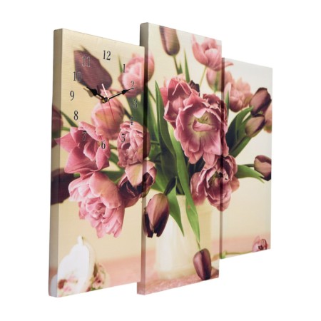 Carty clock is wall-mounted, modular "flowers in a vase", silent, 60 x 80 cm, triptych-1