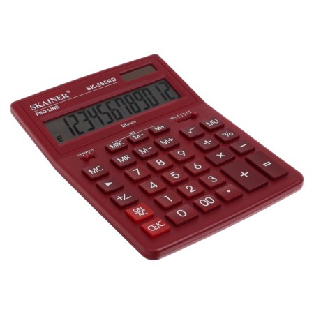 Large desktop calculator, 12-bit, Skainer SK-555RD, 2 power, 2 memory, 155 x 205 x 35 mm, red-2