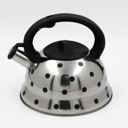 A kettle with a stainless steel whistle of a “peas” shares, 2.8 liters, chrome -colored color