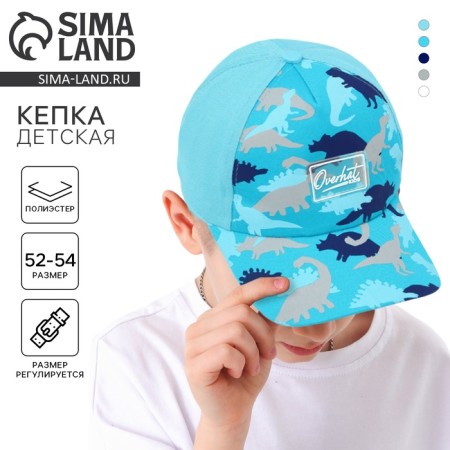 Children's cap for the boy "Dinosaurs", Blue color, rr 52-54, 5-7 years old