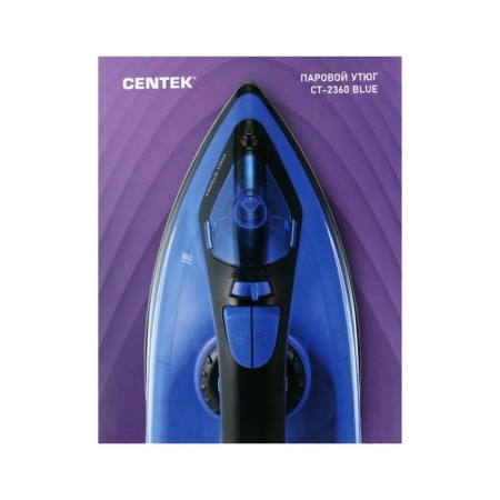 Iron CENTEK CT-2360, 1600 W, anti-stick sole, 200 ml, black-blue-12