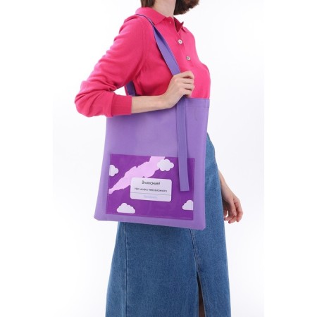 The textile choper “there is nothing possible” cloud, with a pocket, 35 x 0.5 x 40 cm, lilac color-9
