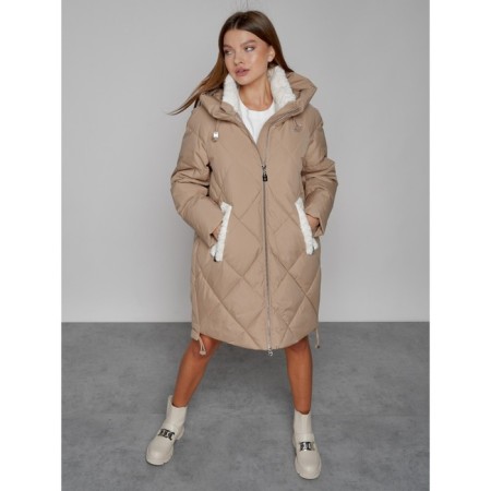 Coat insulated winter female, size 42, color light brown-8