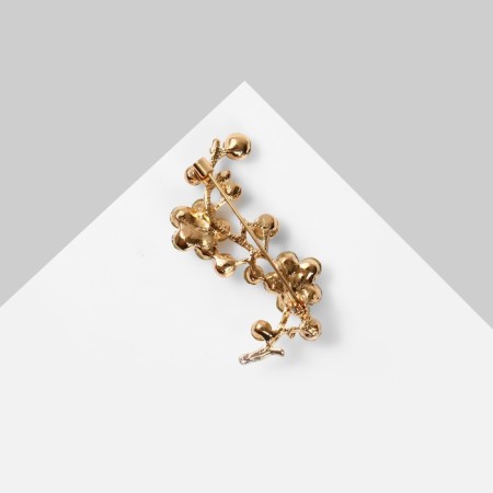 Brooch "Flowers" branch of apple tree, white color in gold-3