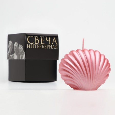 Figure candle "shell", 4x9x6.5 cm, pink mother of pearl, in a box-3