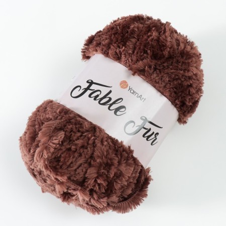 Yarn "Fable Fur" 100% micropoliester 100m/100g (986 brown)-1
