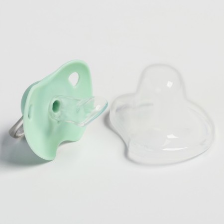 Orthodontic dummy nipple, silicone, from 6 months, with a cap, color mix for a boy