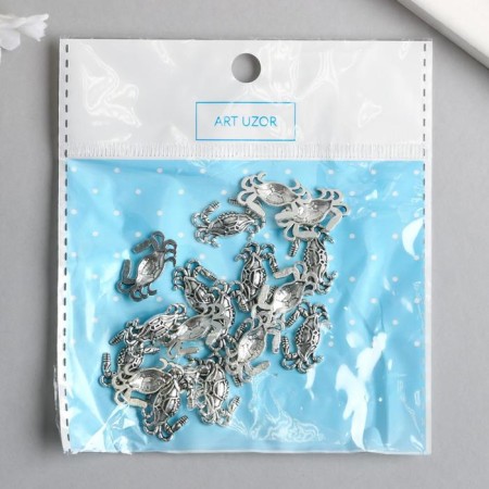 Decor Metal for creativity "Crab" silver 1183 1.2x1.8 cm-3