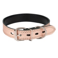 Collar leather two-layer, width 3 cm, Osh 45-55 cm, pink