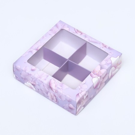 Box for 4 sweets, "inspiration" 12.6 x 12.6 x 3.5 cm. Confectionery packaging-2