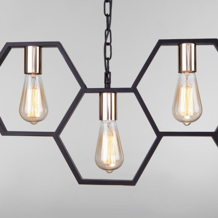 ARNIA chandelier, 5x60W E27, black color, gold-3