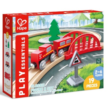 HAPE Railway "Classic Set", wooden, 19 elements-3