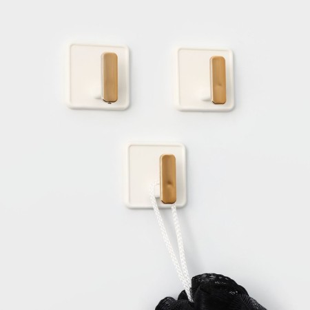 Hooks of self -adhesive deila Gold, 3 pcs, 4 × 4 × 2.5 cm, white color-2