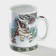 Ceramic mug with a lid and sieve "birds in peony", 300 ml