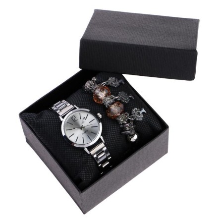 Women's gift set "Kaabon" 2 in 1: wrist quartz clock and bracelet, d-2 cm, mix-3