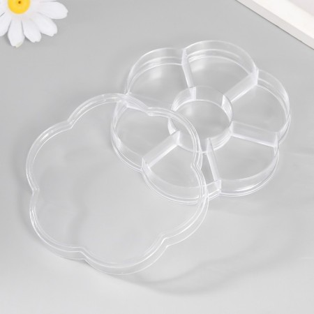 Casket Plastic for trifles "Flower" Transparent 7 compartments 10.3x10.3x1.8 cm-1