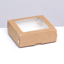 Food box, with a window, craft, 10 x 10 x 3.5 cm