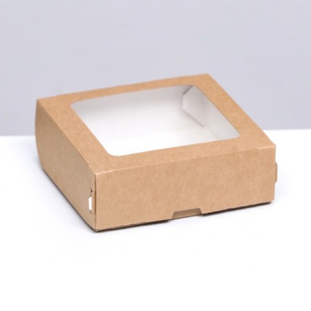 Food box, with a window, craft, 10 x 10 x 3.5 cm