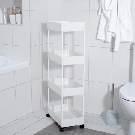 Floor launcher, 4 sectional, on wheels, 40 × 21.7 × 90 cm, white color-1
