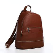 Women's backpack made of artificial leather with lightning, 1 pocket, brown color