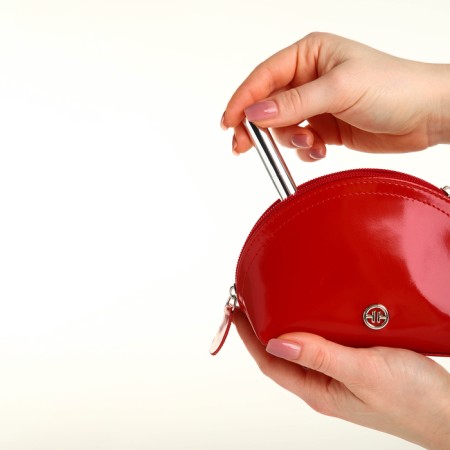 Cosmetic bag at the zipper textura, red color-7