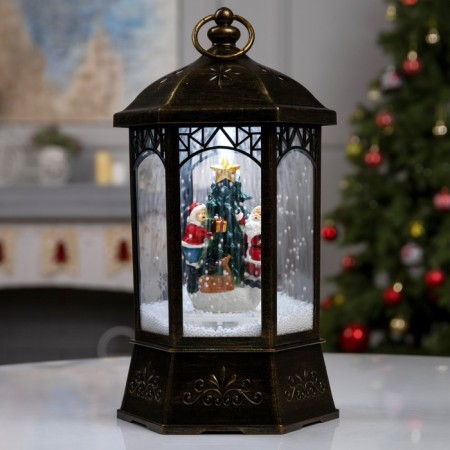 LED figure "Lantern with Santa Claus" 20 × 27 × 20 cm, plastic, AAX3 batteries (not in the kit), USB, white glow