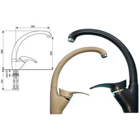 Kitchen mixer Ulgran U001-309, dark gray color-1