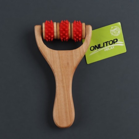 Massager - Roller, with spikes, universal, wooden, 14.5 × 8 × 2 cm, color mix-5