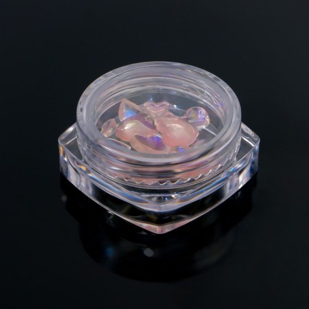 Decorative elements for the decor "heart", voluminous, with sparkles, translucent/pink color-1