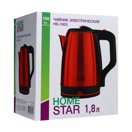 Electric kettle Homestar HS-1003, metal, 1.8 l, 1500 watts, red-8