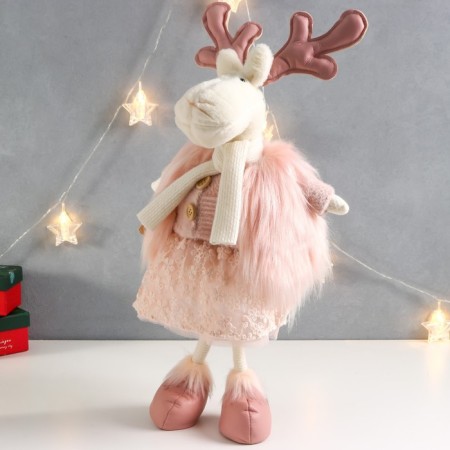 Interior doll "Deer in a pink outfit with an asterisk" 26x19x52 cm-2