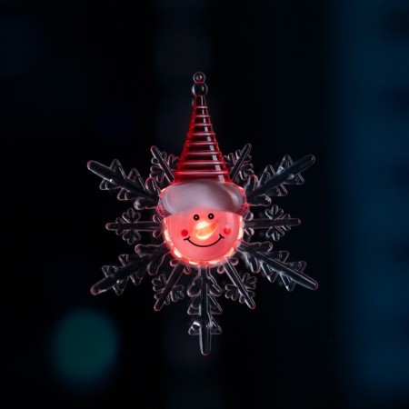 LED toy on Velcro "Snowflake with a snowman" 13 cm, batteries Lr44x3, glow of multi-2
