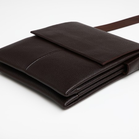 Men's bag over the shoulder, Textura, external pocket, brown color-4