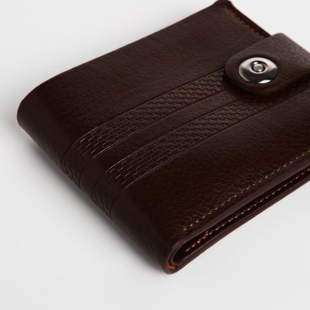 Male purse on a magnet, department for bills, for maps, for coins, brown color-2